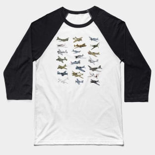 Various American WW2 Airplanes Baseball T-Shirt